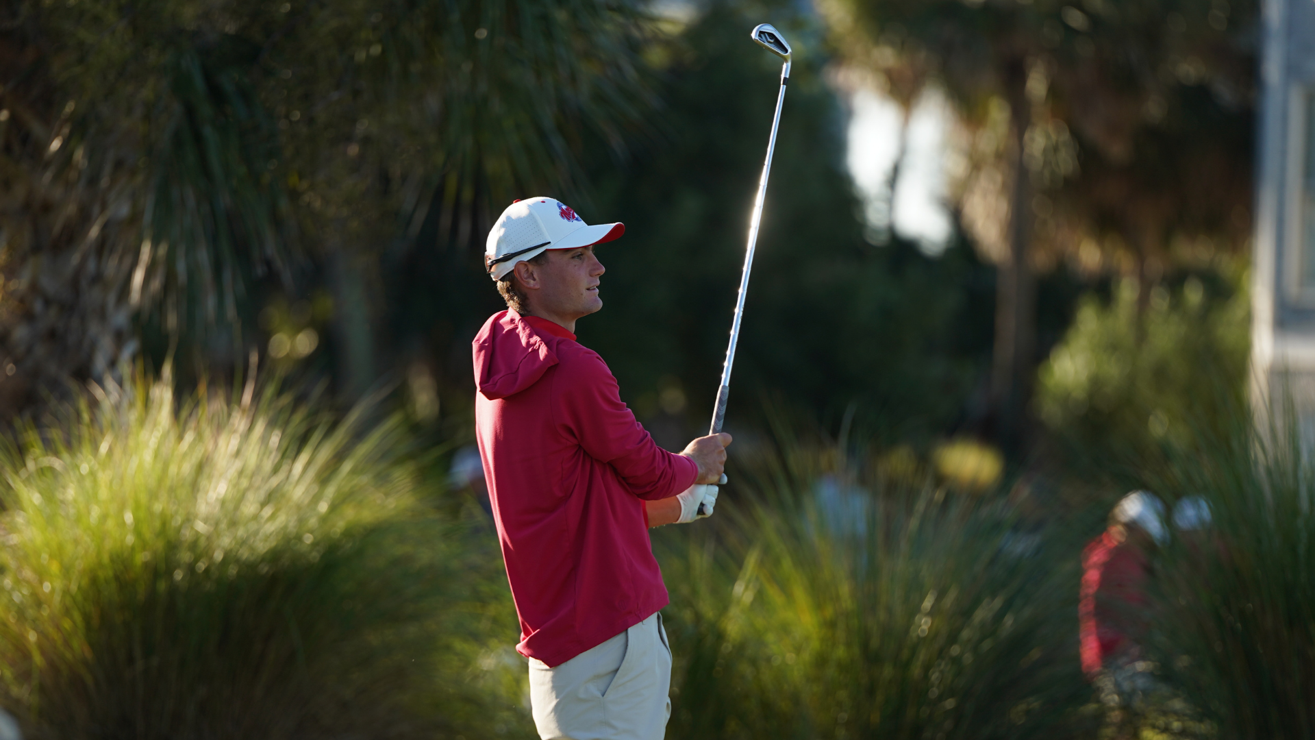 Colton Swartz holds swing 