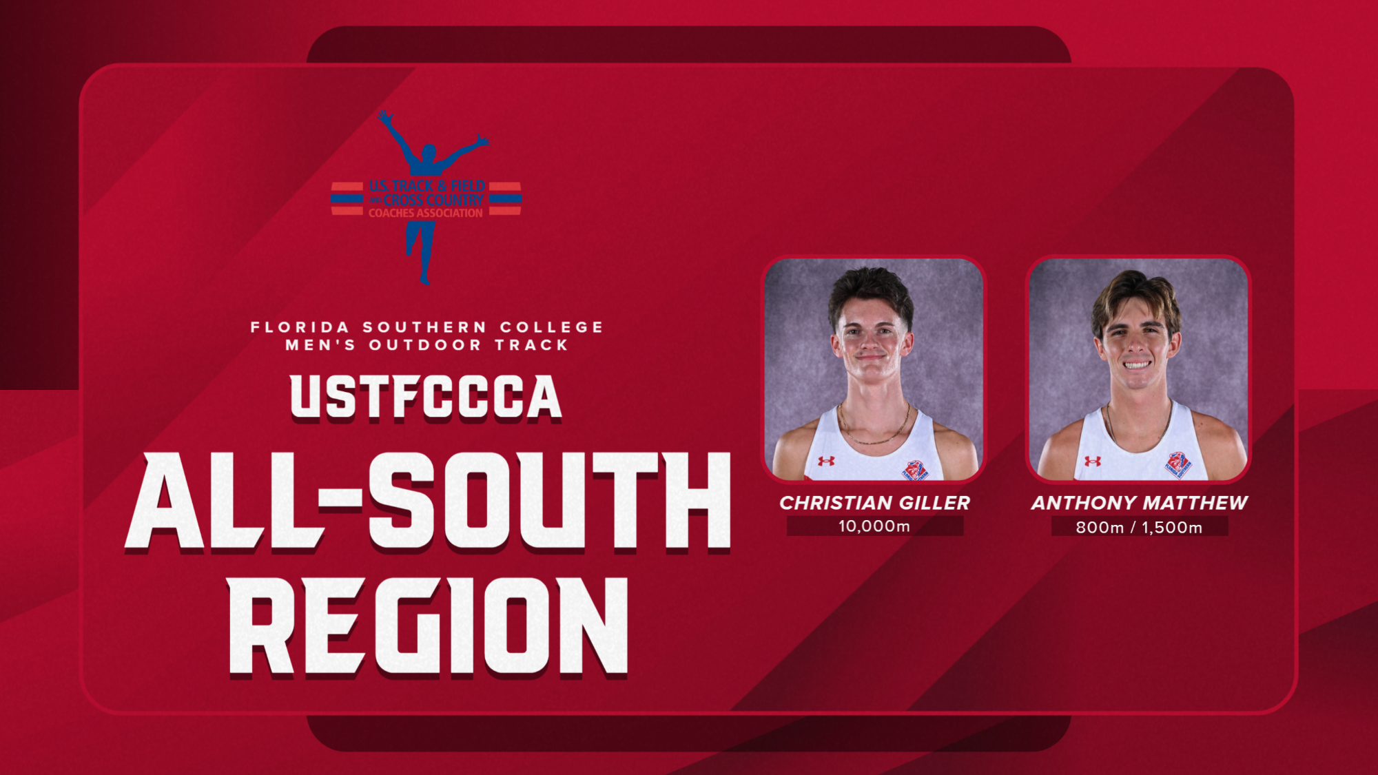 USTFCCCA All-South Region Honors Graphic for Christian Giller and Anthony Matthew