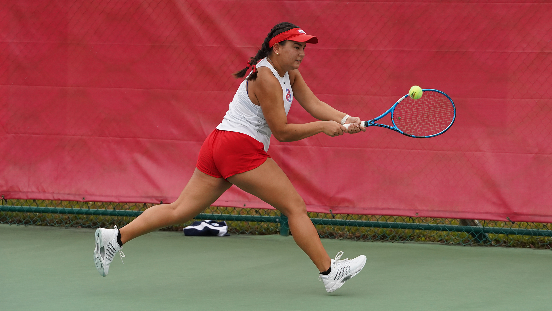 Women's Tennis Emily Jennewein Clinching the Win vs Valdosta
