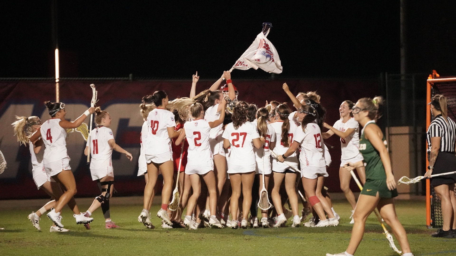 WLax Team Celebration After 2OT Win against Saint Leo