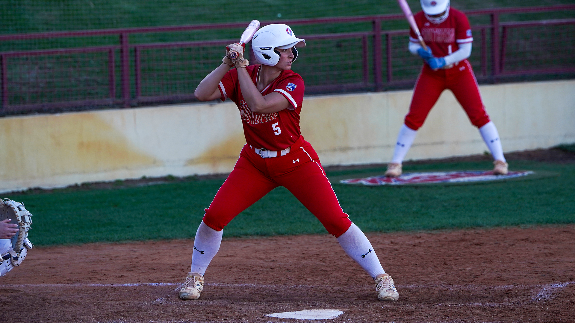 Alissa Kessler waiting the ball at the plate