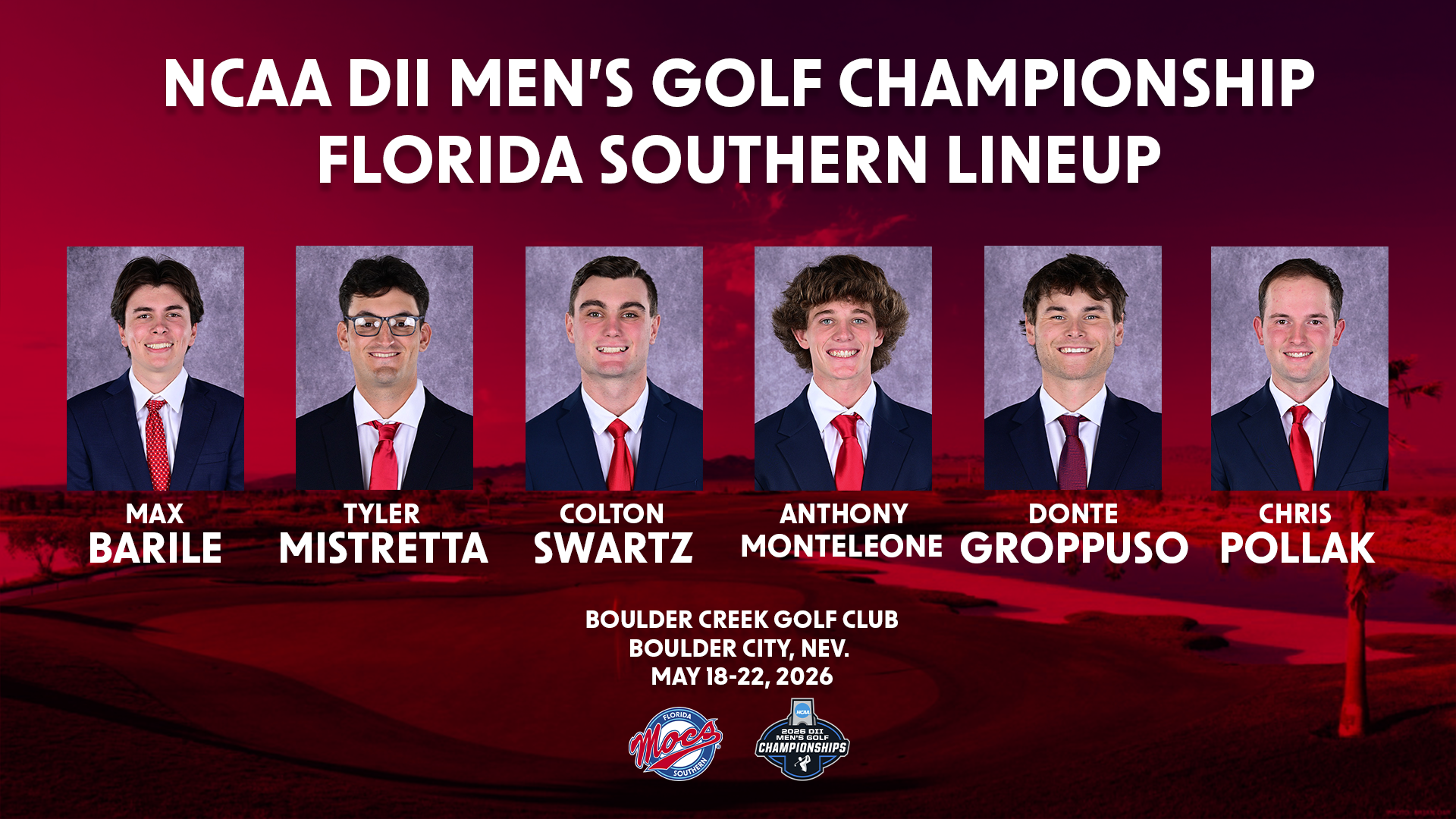 Men's Golf NCAA National Championship Lineup