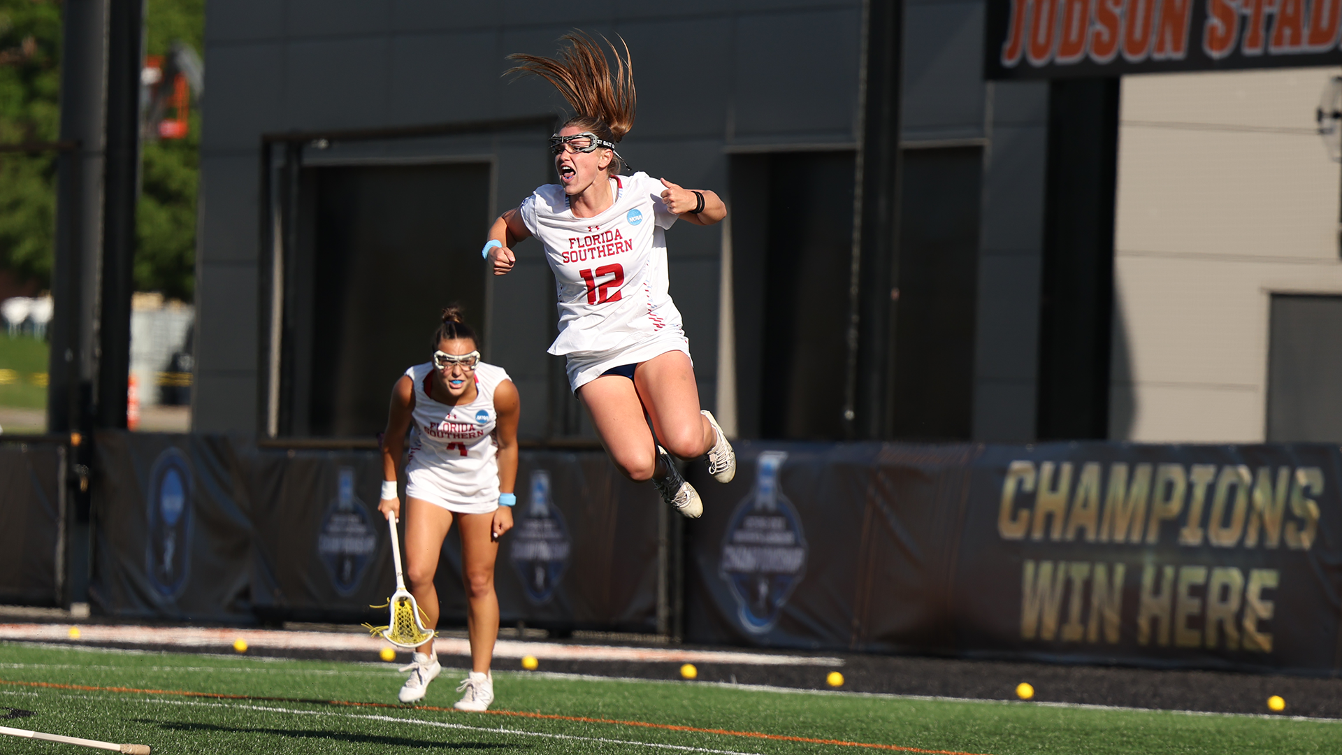 Jenna Vetter celebrates a goal in the 2026 NCAA National Championship Semifinal versus Pace