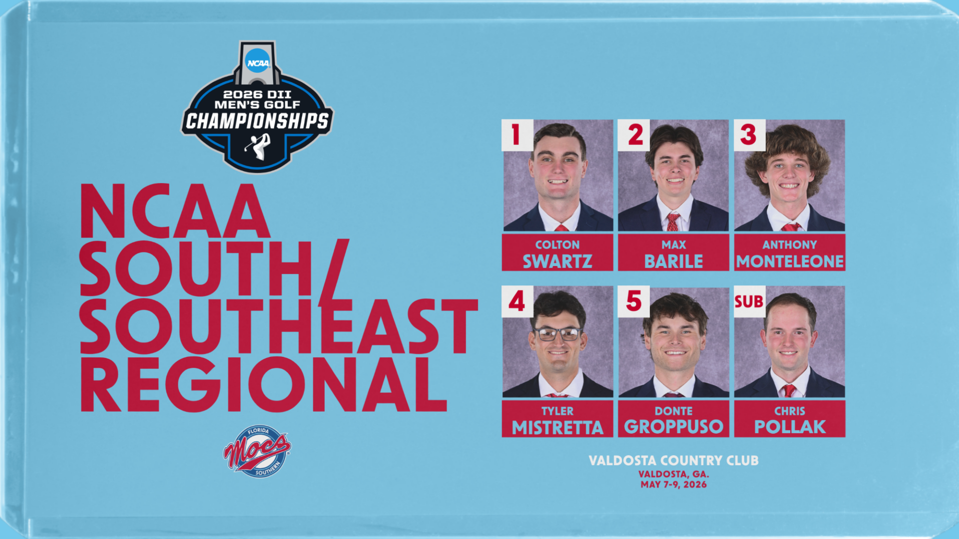 Men's Golf NCAA South/Southeast Regional Preview 2026