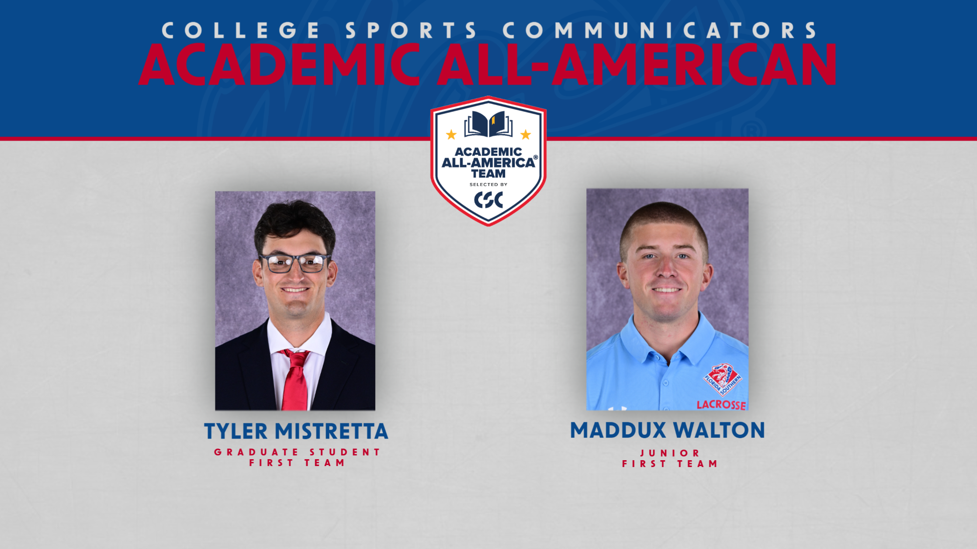 CSC Academic All-American Graphic for Tyler Mistretta and Maddux Walton
