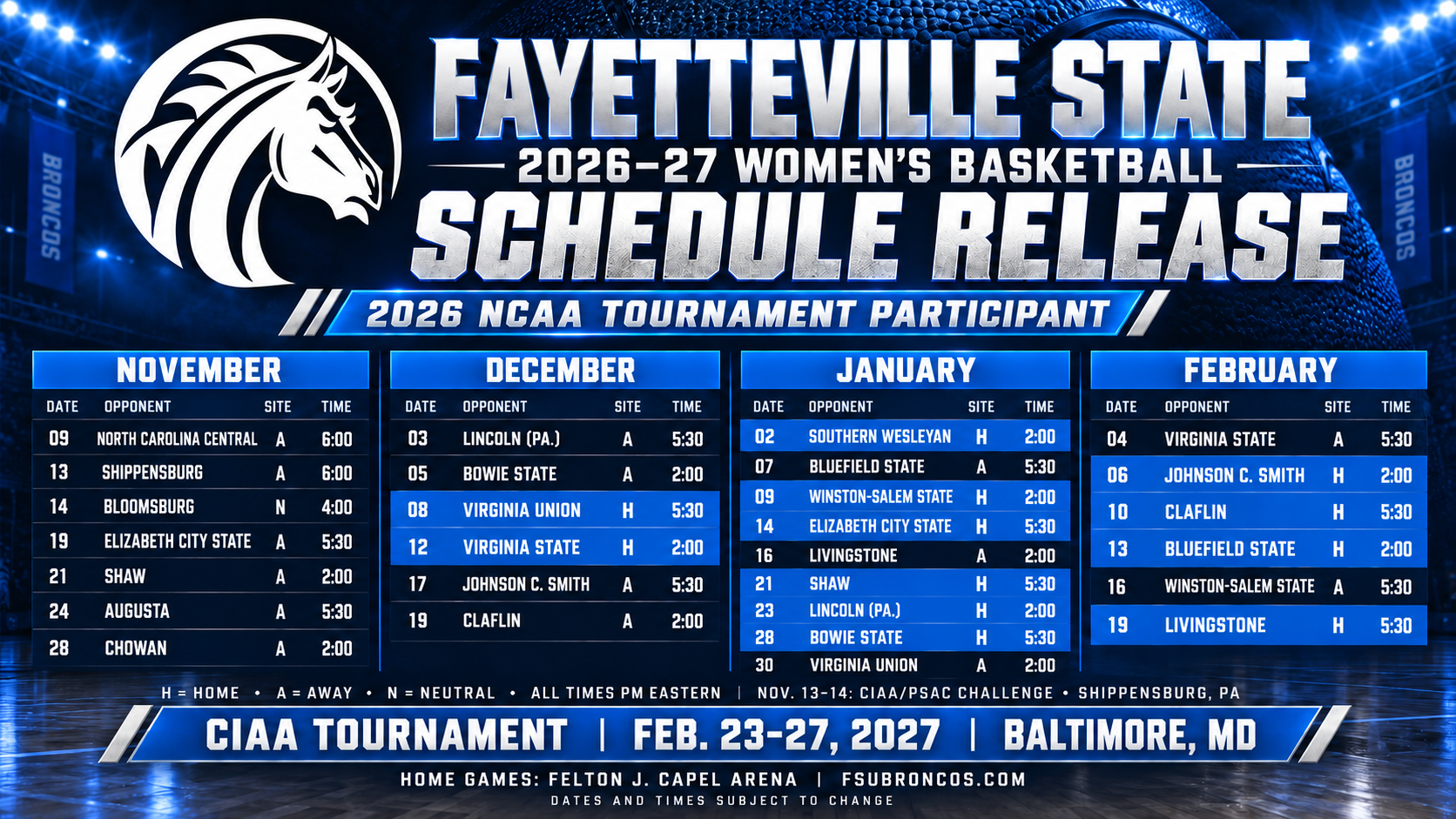 Women's Basketball 26-27 Schedule