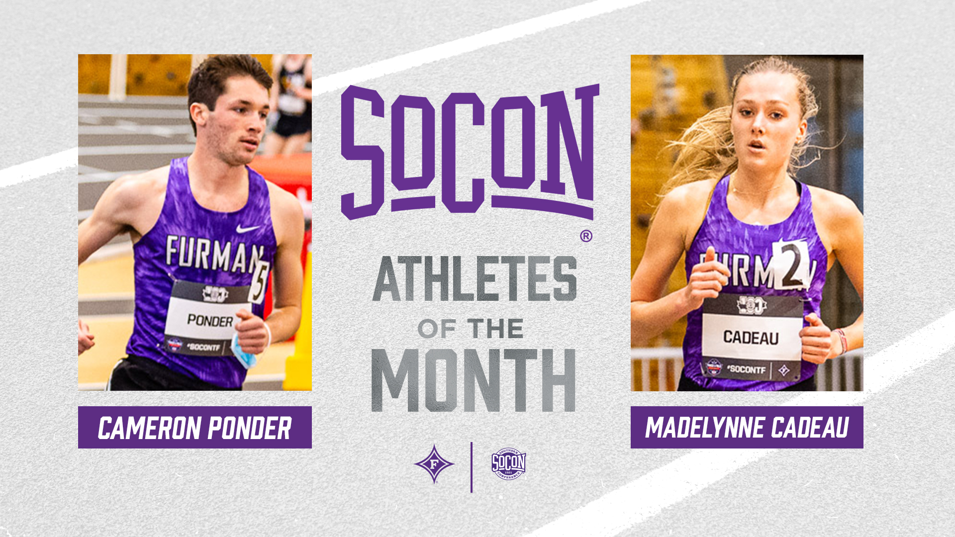 Furman's Ponder & Cadeau Honored As SoCon Indoor Track Athletes Of The