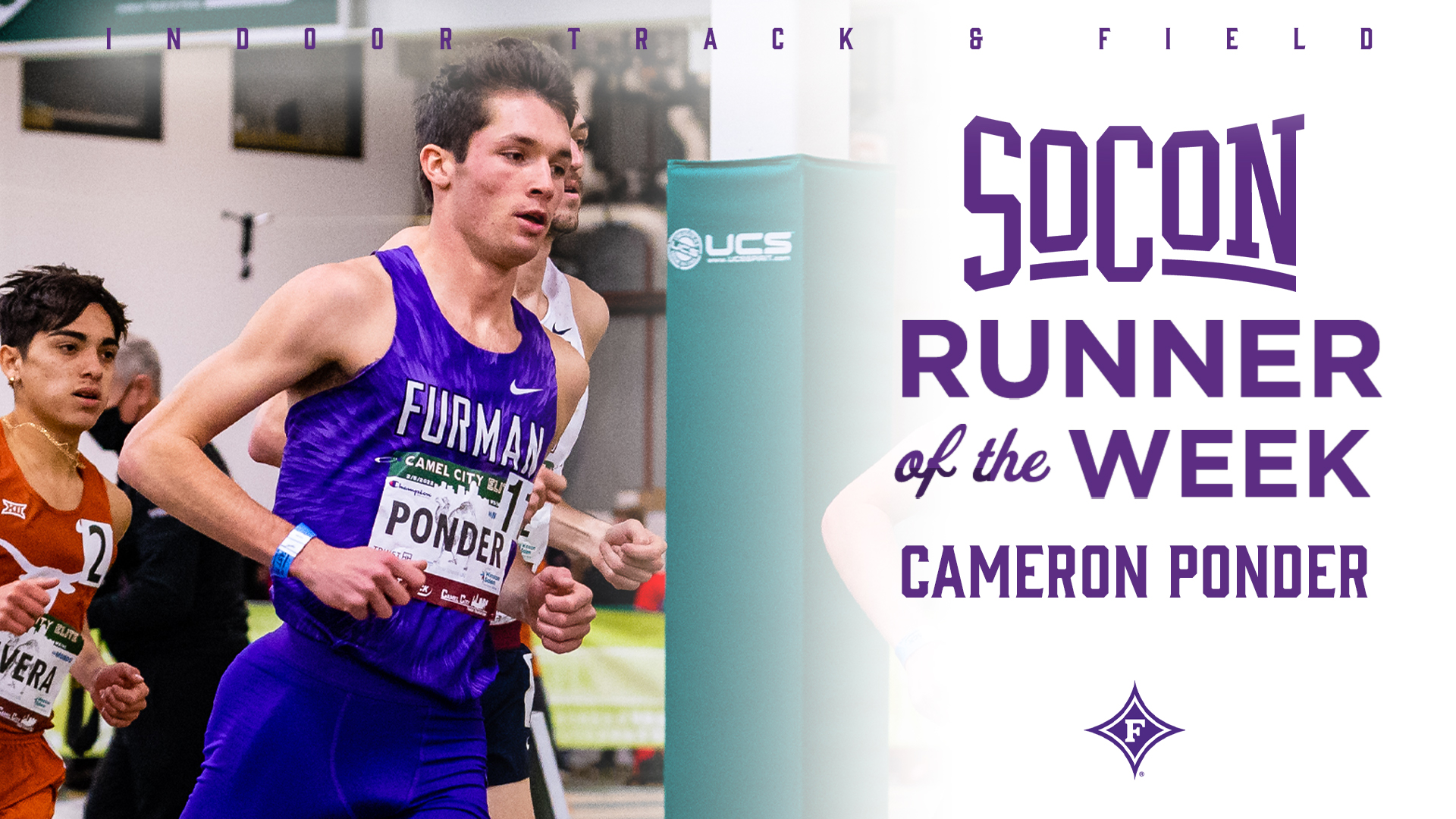 Furman's Ponder Repeats As SoCon Indoor Track Athlete Of The Week