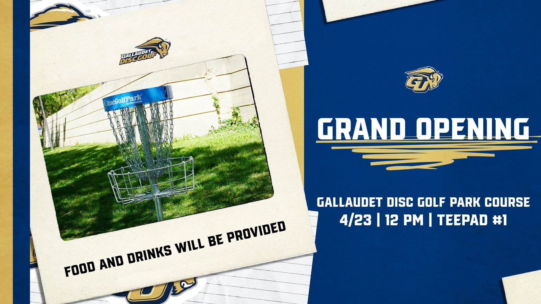 Gallaudet University Disc Golf Park Course Grand Opening Graphic - Tuesday April 23, 2024