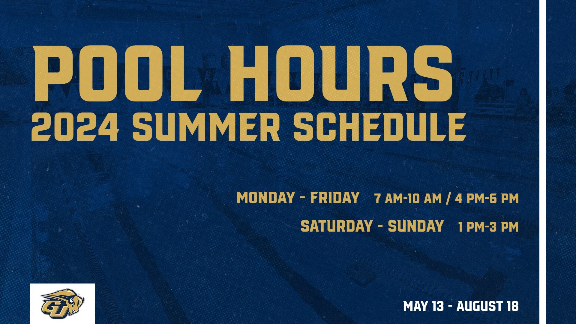 Pool hours posted for 2024 Summer Schedule (May 13August 18
