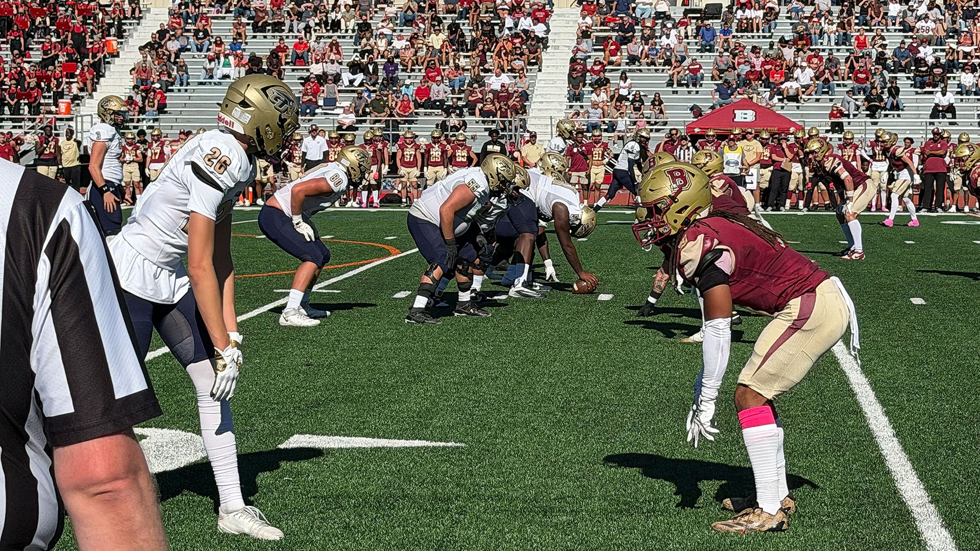 The Gallaudet offense lines up against the Bridgewater (Va.) defense on a sunny afternoon on the road.