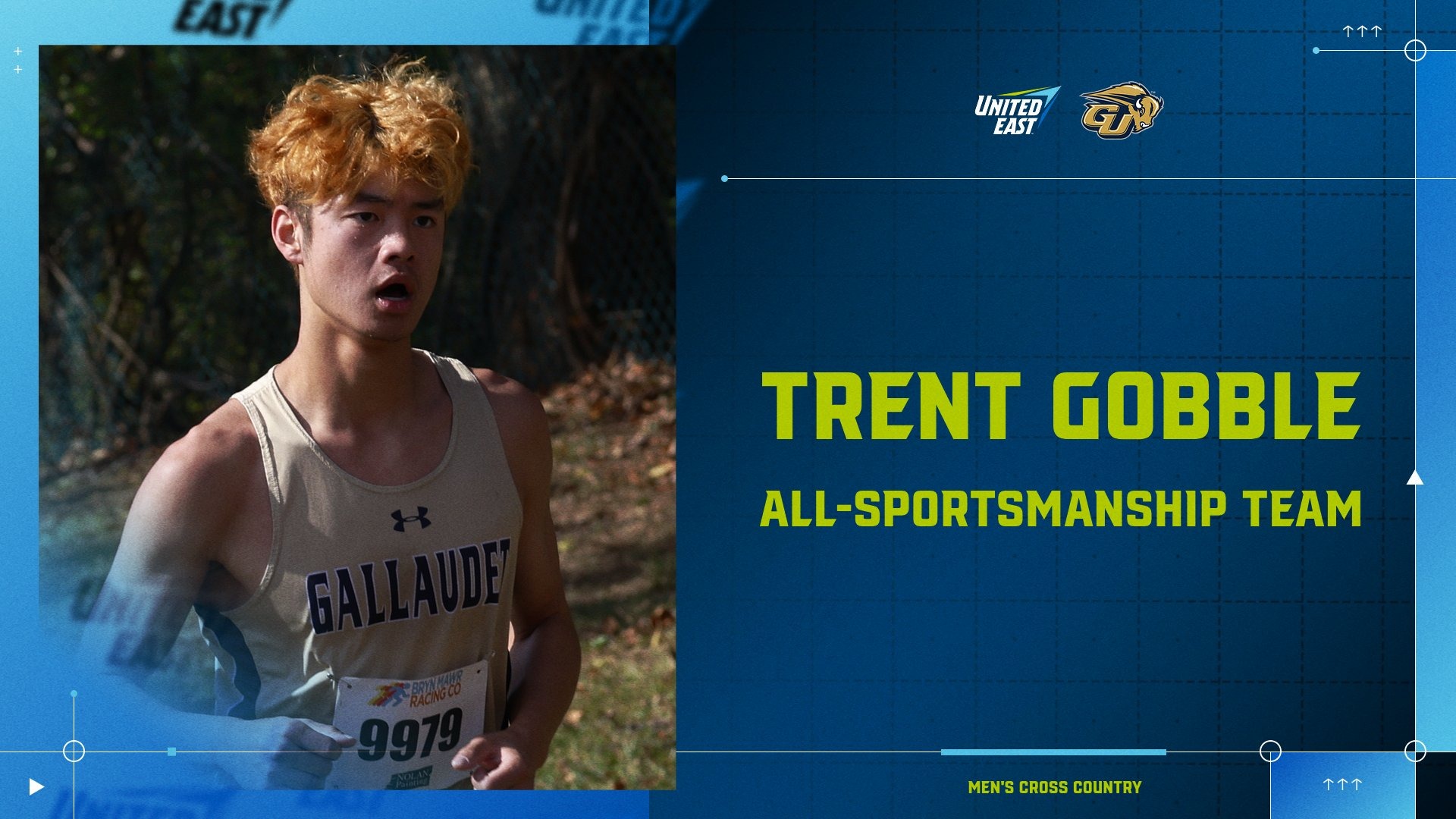 2025 United East All-Sportsmanship Team Graphic - Trent Gobble (Men's Cross Country)