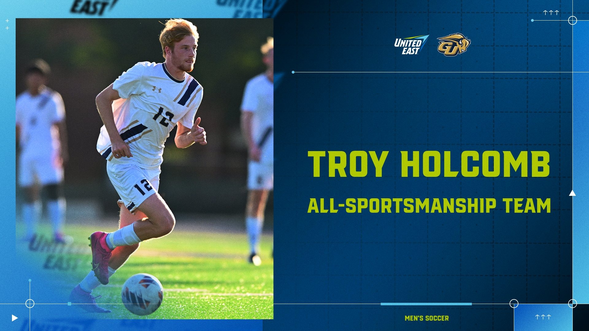 2025 United East All-Sportsmanship Team Graphic - Troy Holcomb (Men's Soccer)