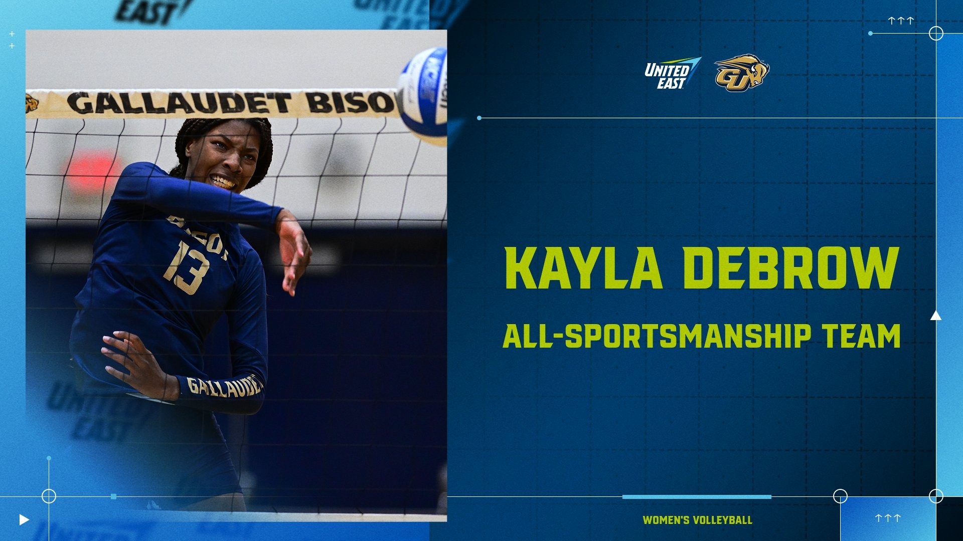 2025 United East All-Sportsmanship Team Graphic - Kayla Debrow (Women's Volleyball)
