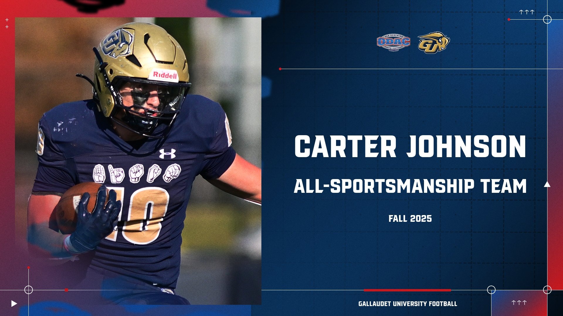 2025 ODAC All-Sportsmanship Fall Team Graphic - Carter Johnson (Football)