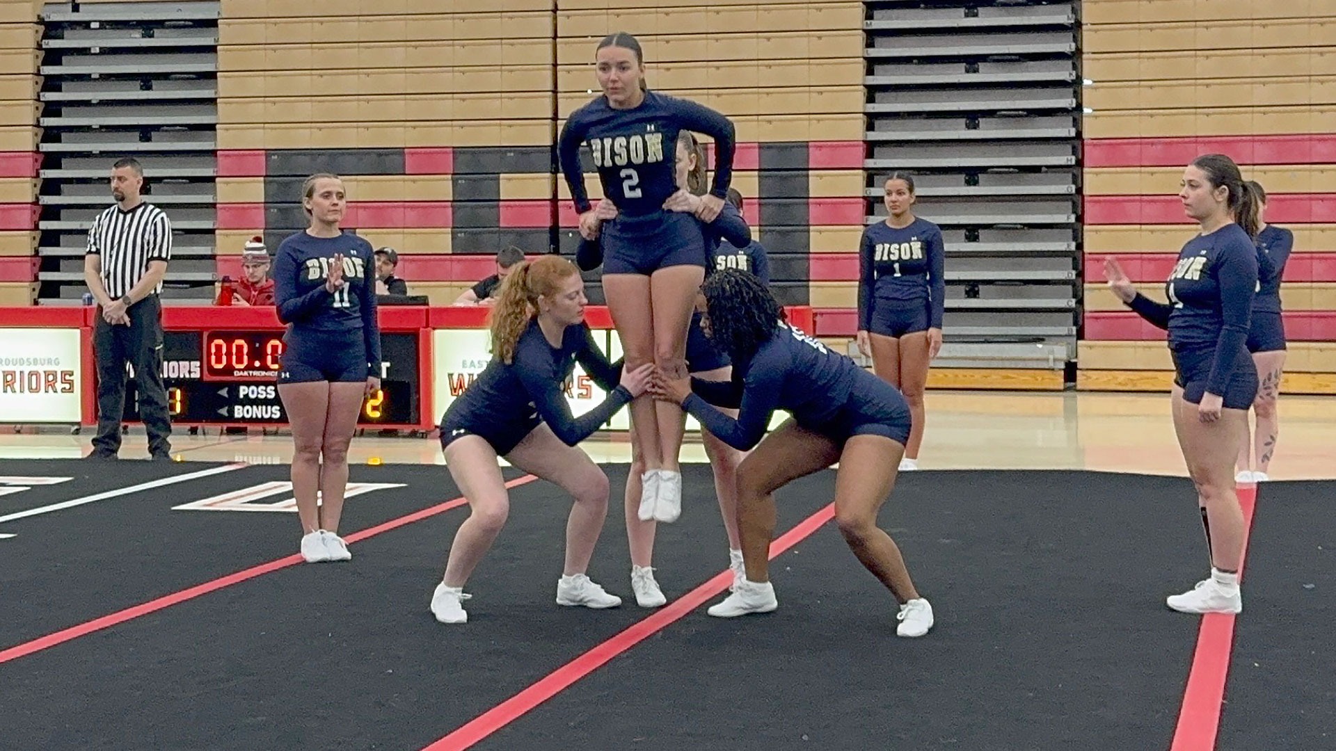 Gallaudet's STUNT team does a routine during the East Stroudsburg Tournament.