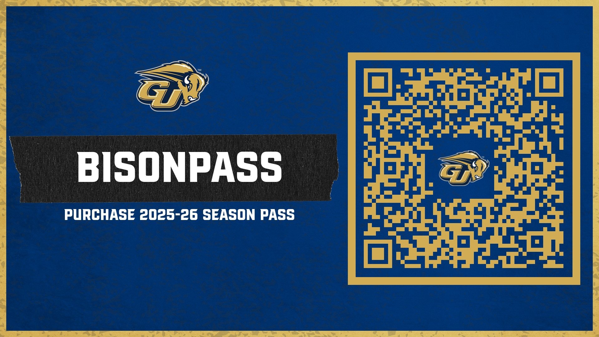 2025-26 Gallaudet BISONPASS graphic with QR code to purchase your BISONPASS