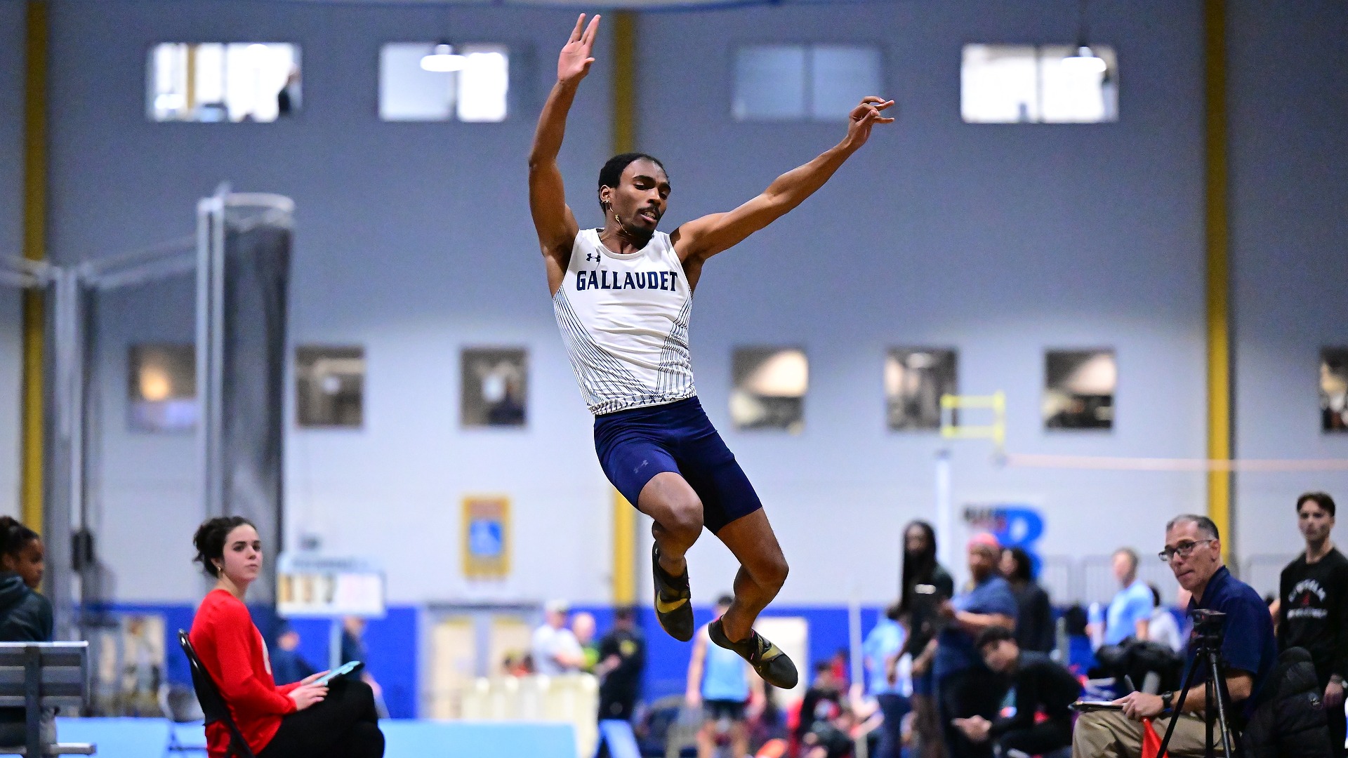 Men's indoor track and field student athlete Walter Douglas to attempt for long jump during Cardinal Track & Field Classic
