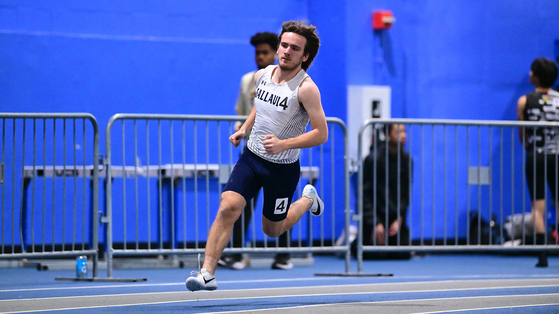 Gallaudet men's indoor track student athlete Joe Bryan ran for 400 meter dash at Cardinals Track & Field Classic 