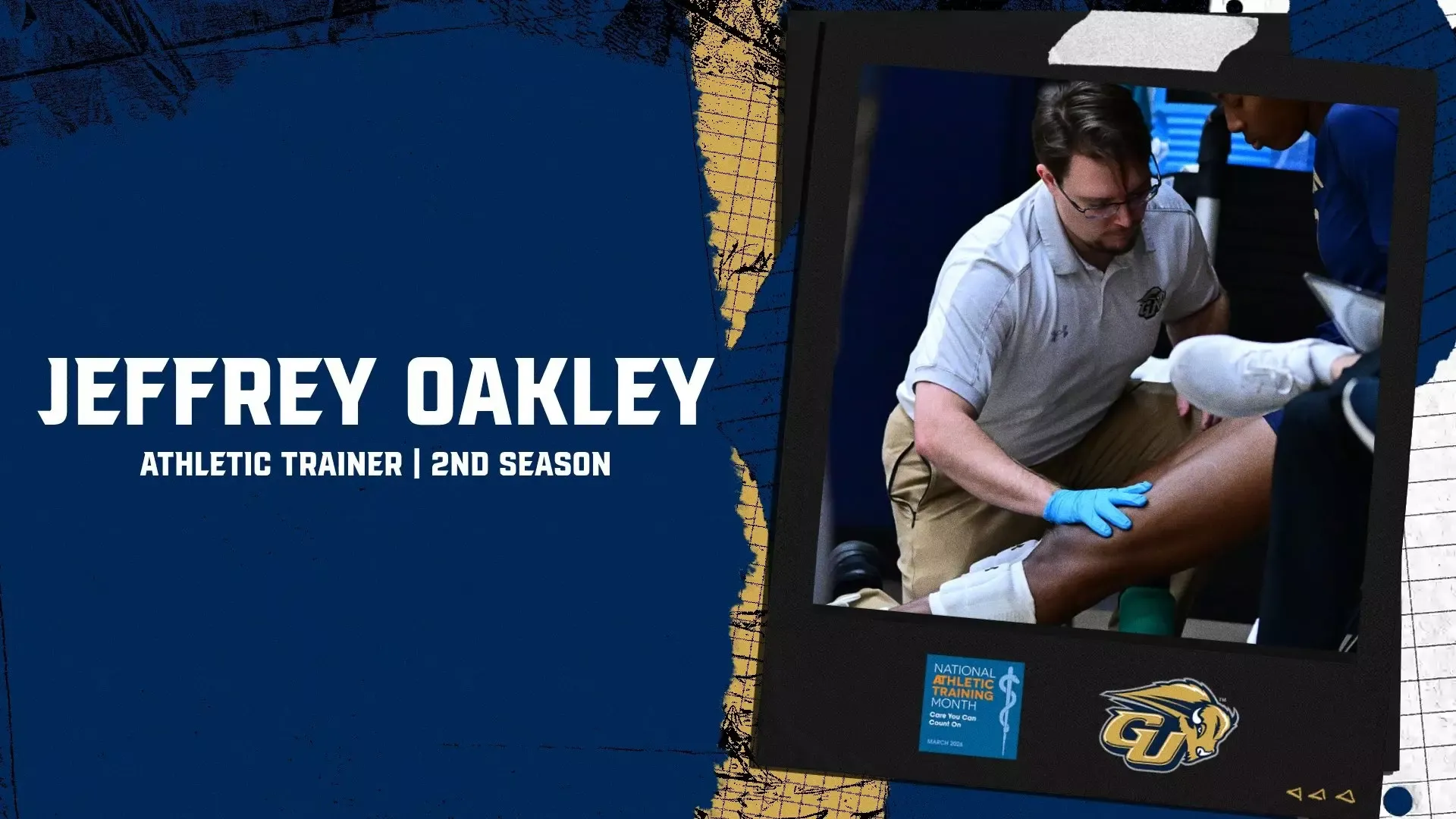 2026 National Athletic Training Month graphic - Jeffrey Oakley in 2nd season