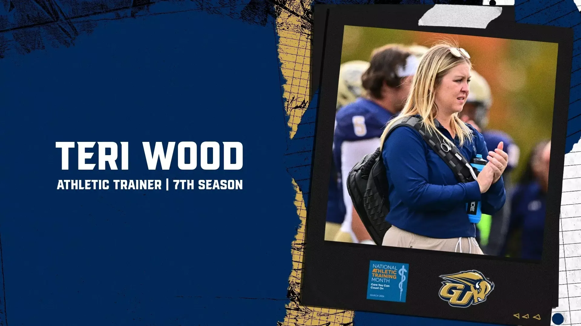 2026 National Athletic Training Month graphic - Teri Wood in 7th season