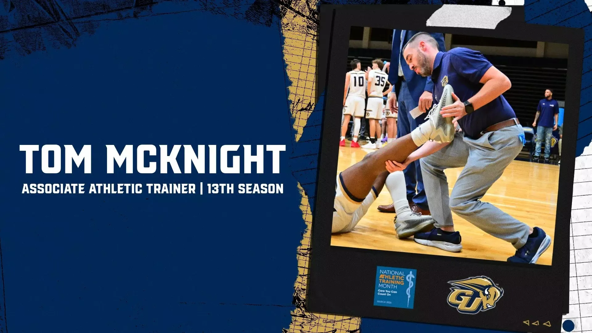 2026 National Athletic Training Month graphic - Tom McKnight in 13th season