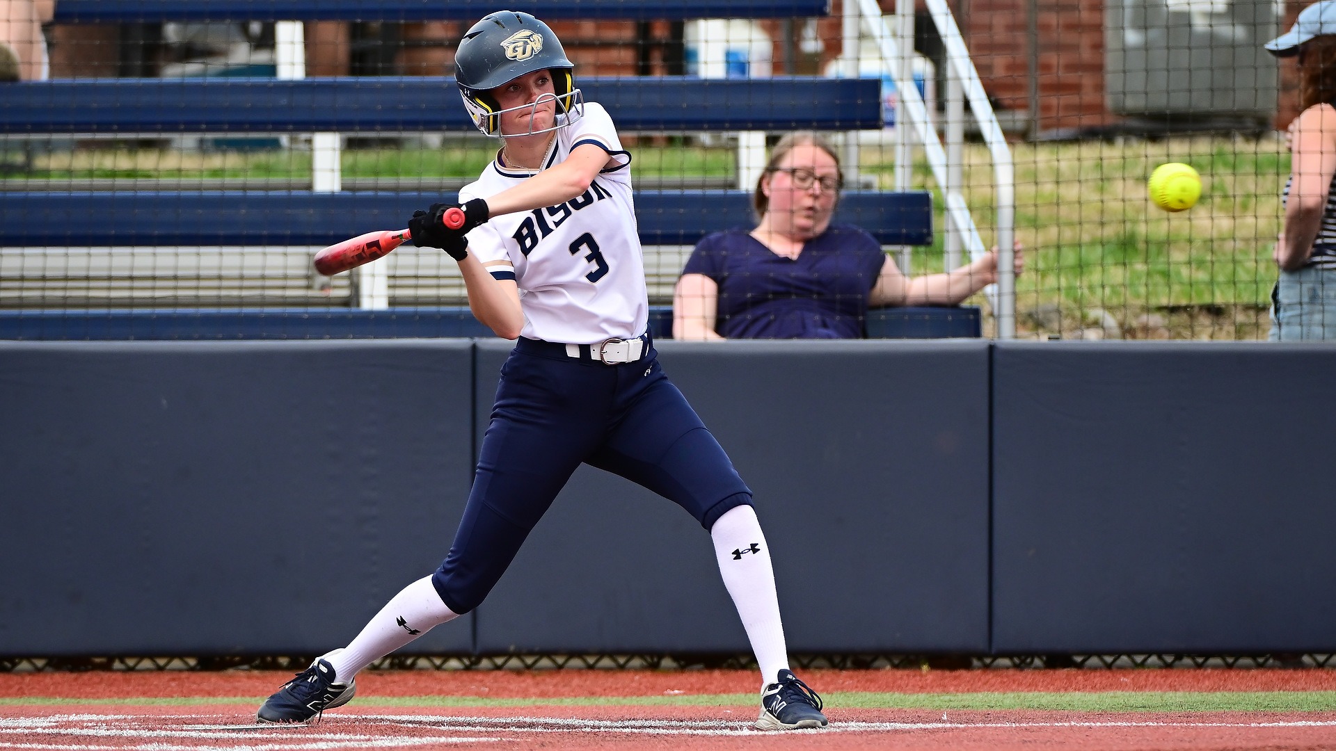 GU Softball student-athlete Olivia Wascher to swing the ball at home game in GU Softball Complex