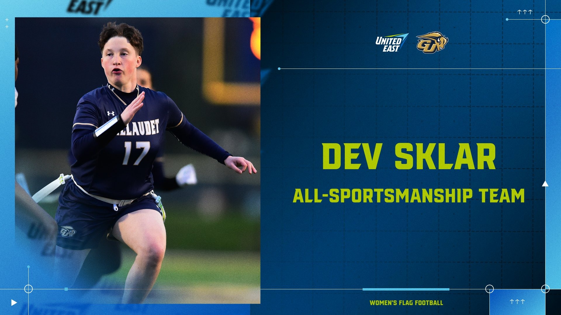 2026 United East All-Sportsmanship Team graphic - Dev Sklar (Women's Flag Football)