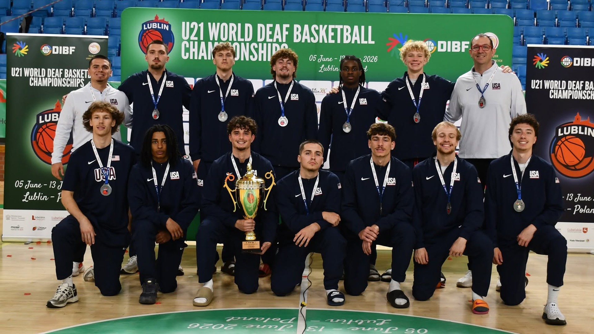 2026 World U21 Deaf Men's Basketball Team Photo - Team USA at Lublin, Poland