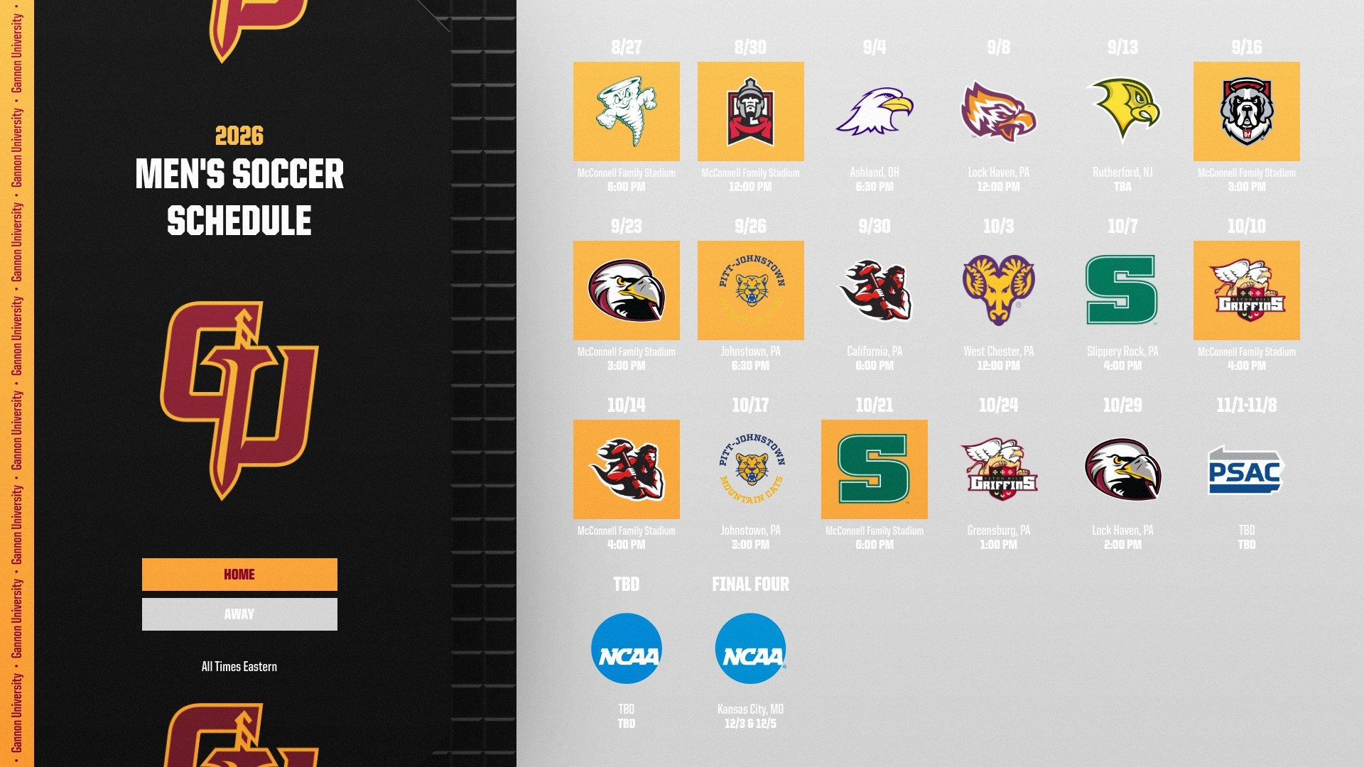Men's Soccer Schedule 