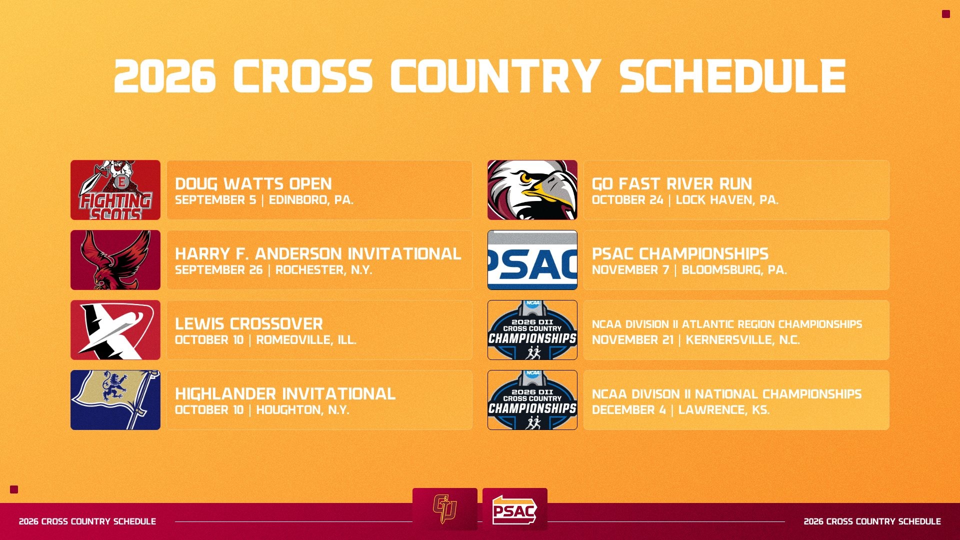 2026 Cross Country Schedule 