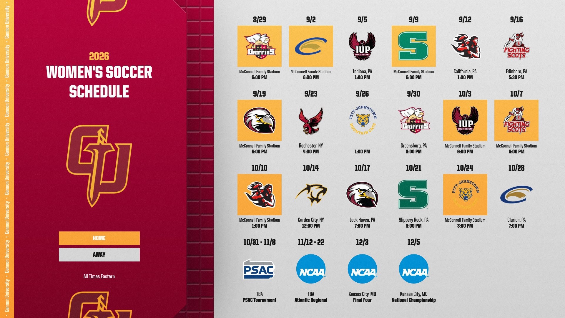 Women's Soccer Schedule 2026