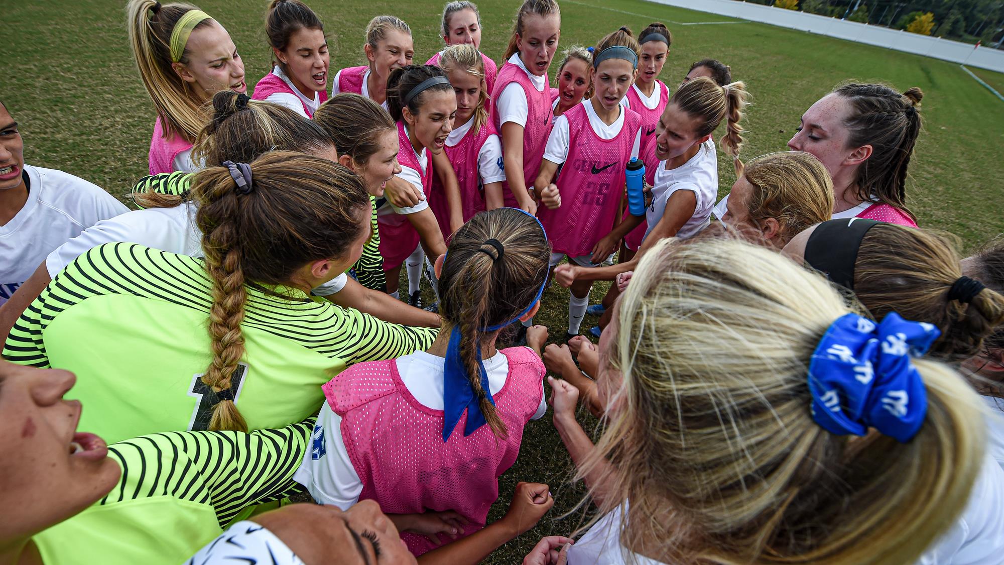 Women's Soccer huddle