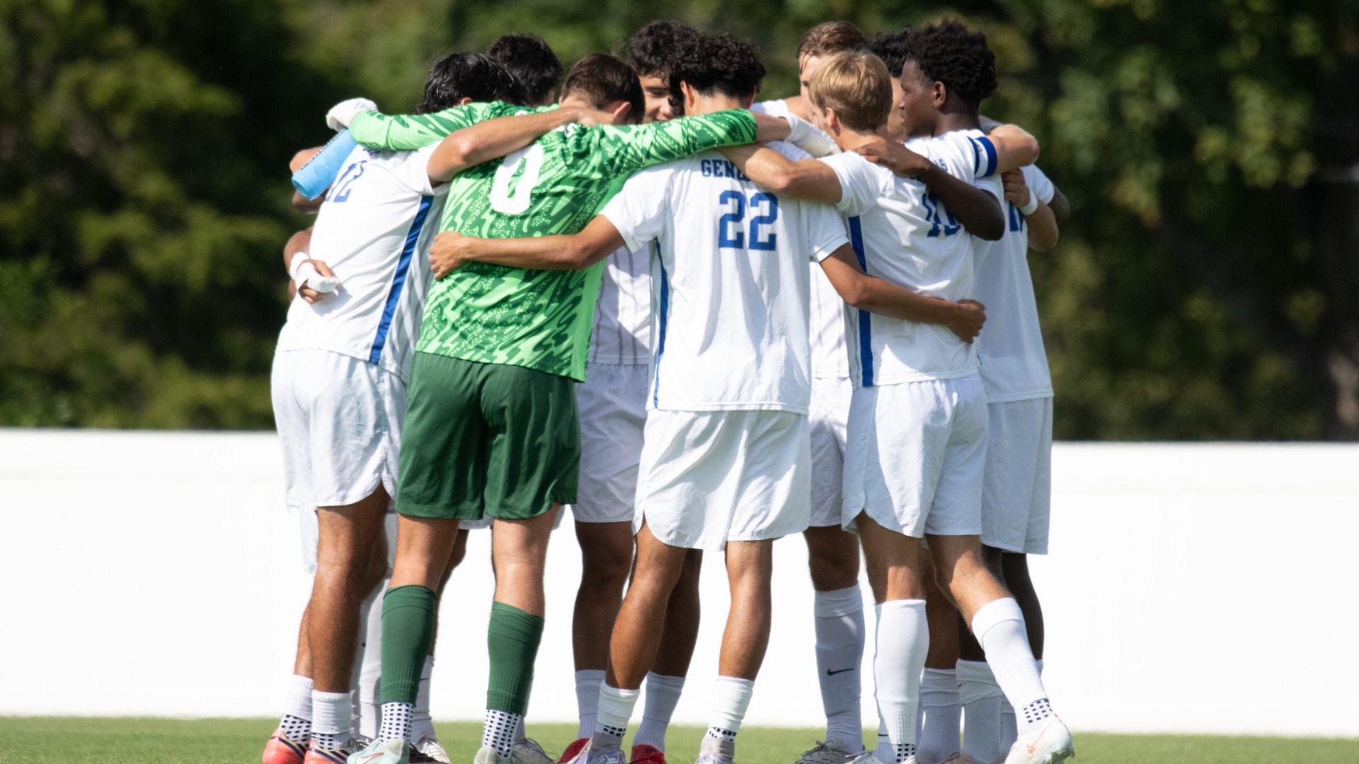 Men's Soccer huddle