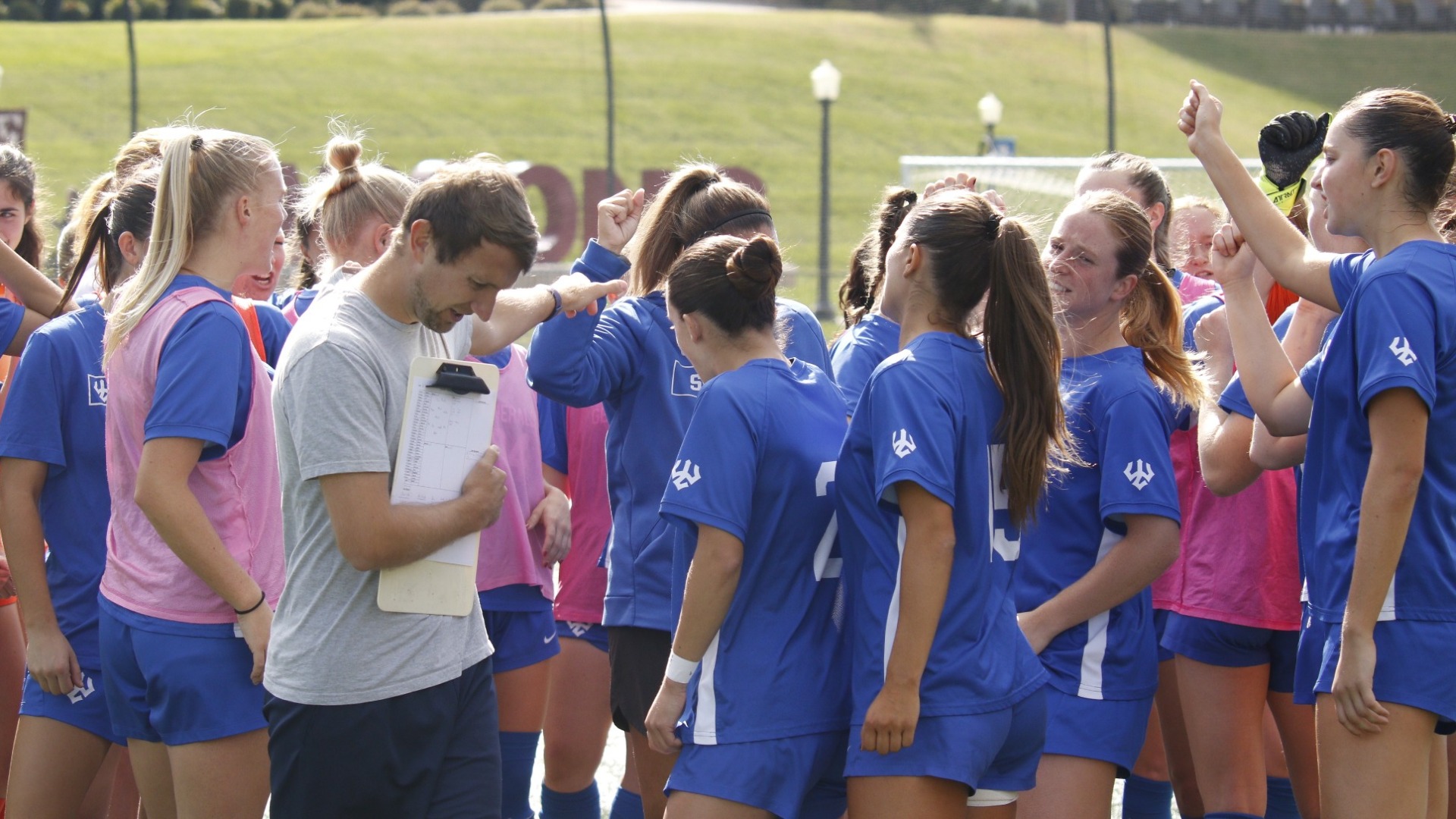Women's Soccer huddle