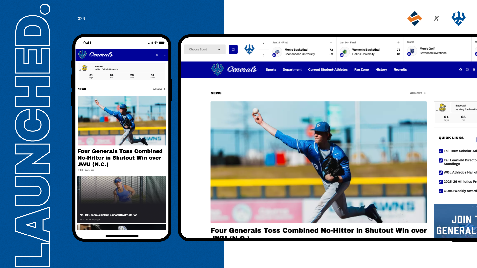 W&L Athletics SIDEARM Website Redesign 2026