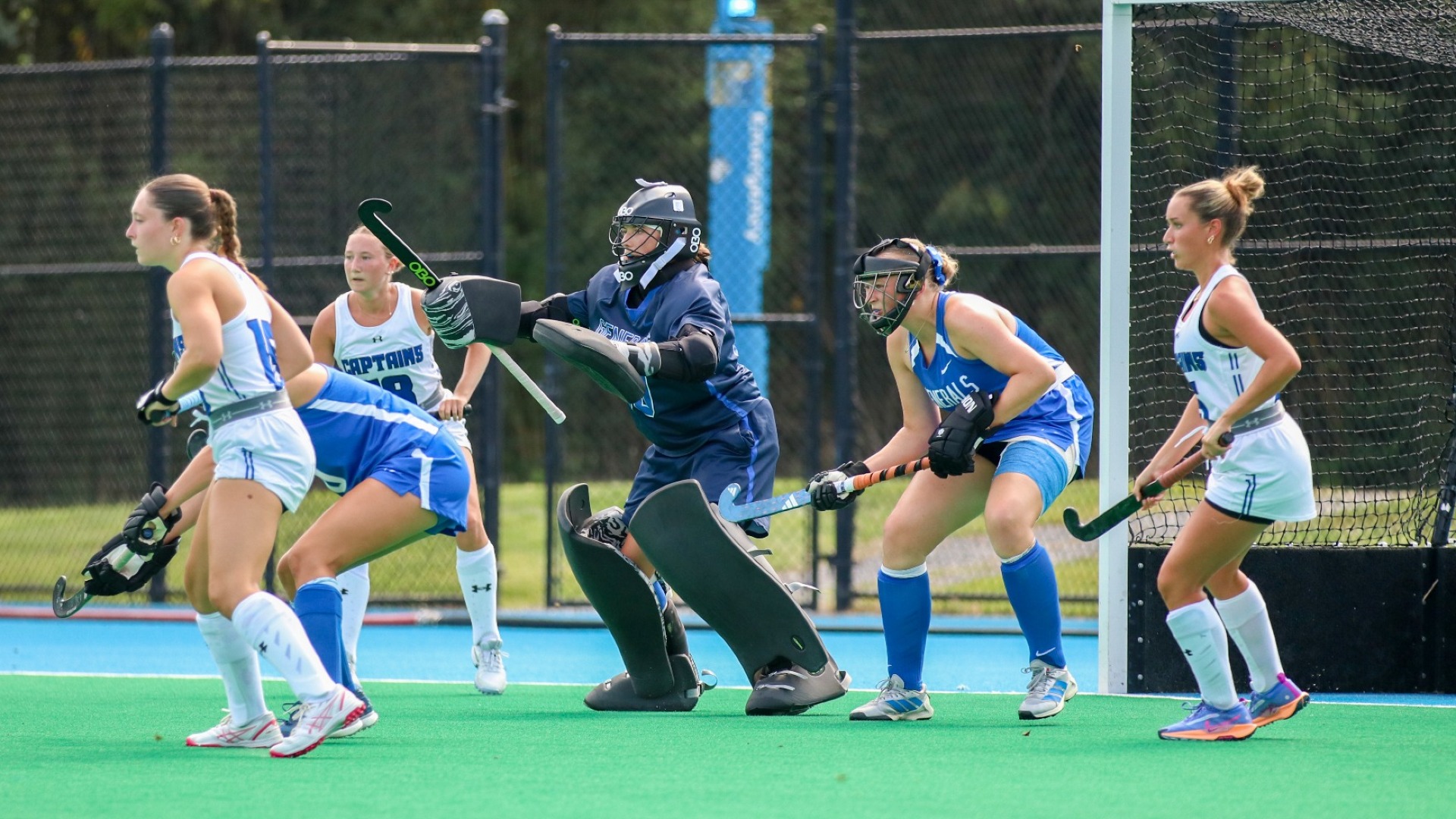 Helekna C. and Charlotte Dreany playing corner defense against CNU - 2026