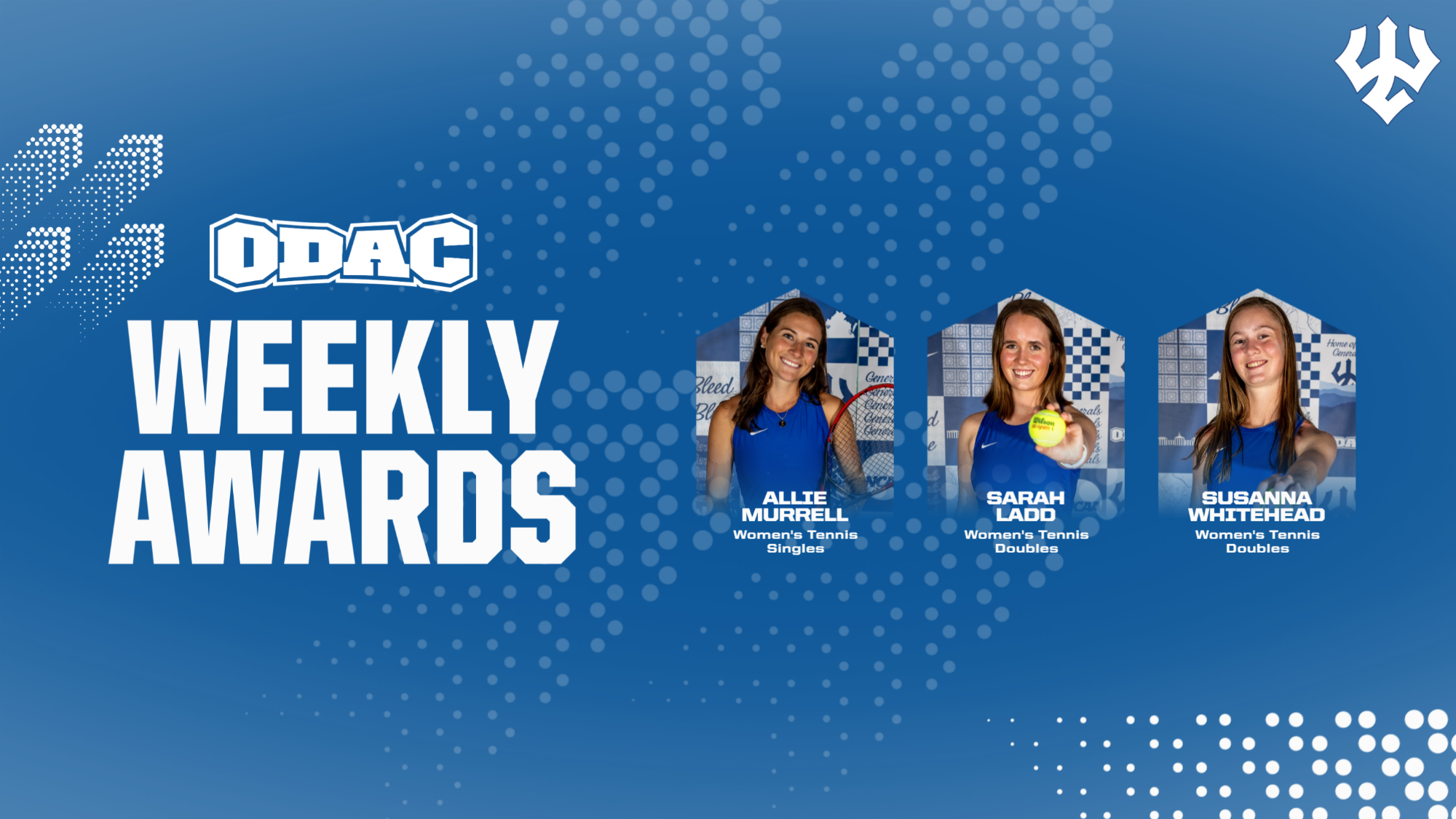 Women's Tennis Players of the Week - Allie Murrell, Sarah Ladd, Susanna Whitehead - Sept. 29