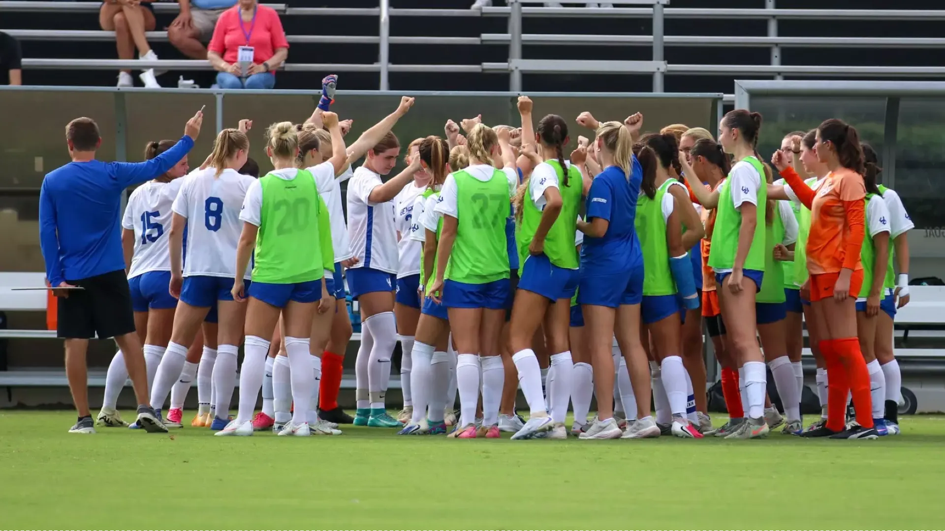Women's Soccer team huddle