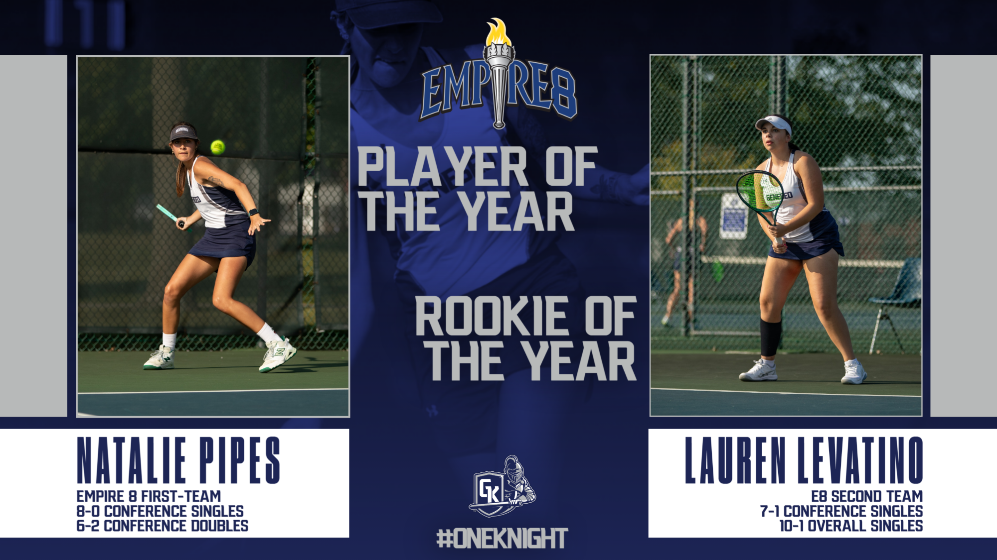 Natalie Pipes Player of the Year, Lauren Levatino Rookie of the Year