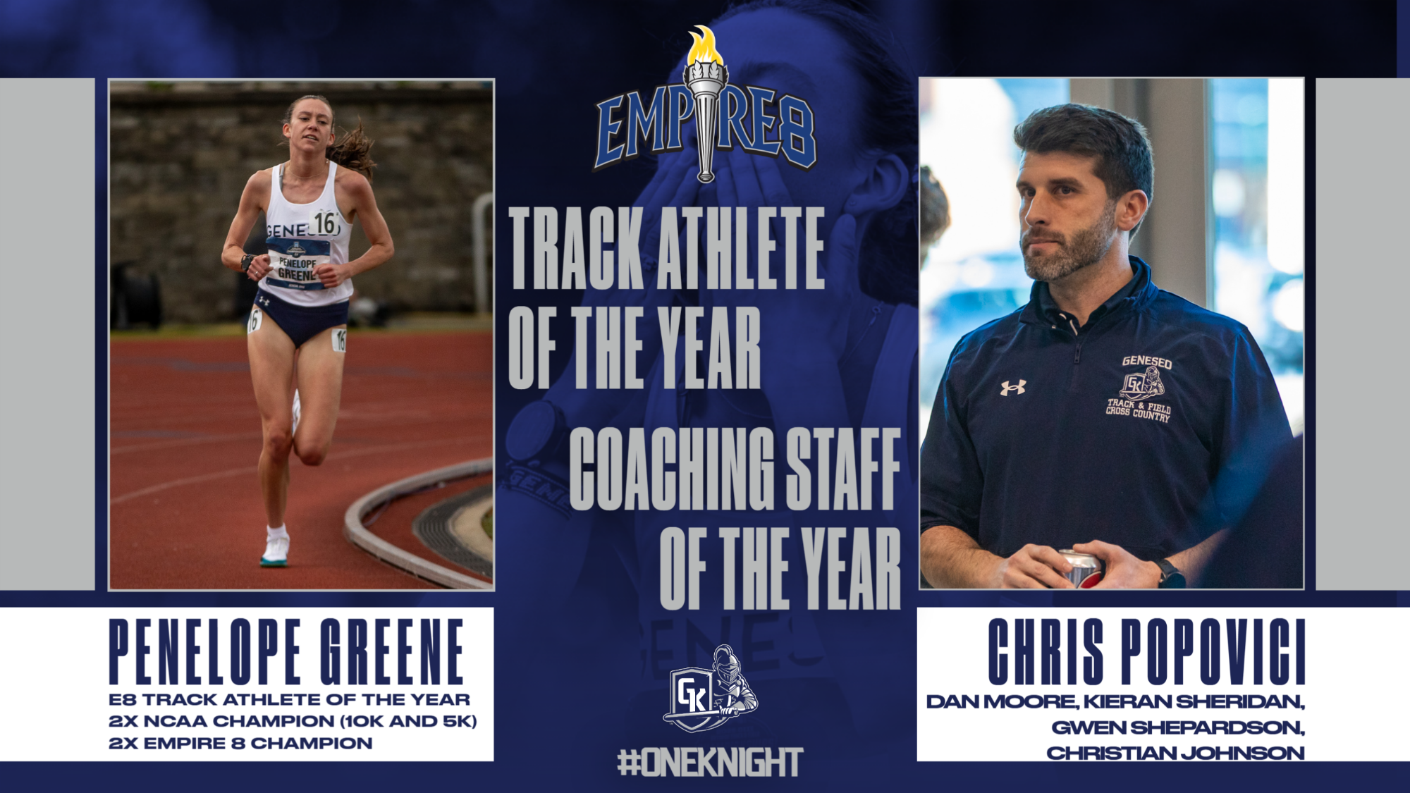 PENELOPE GREENE TRACK ATHLETE OF THE YEAR, CHRIS POPOVICI COACHING STAFF OF THE YEAR