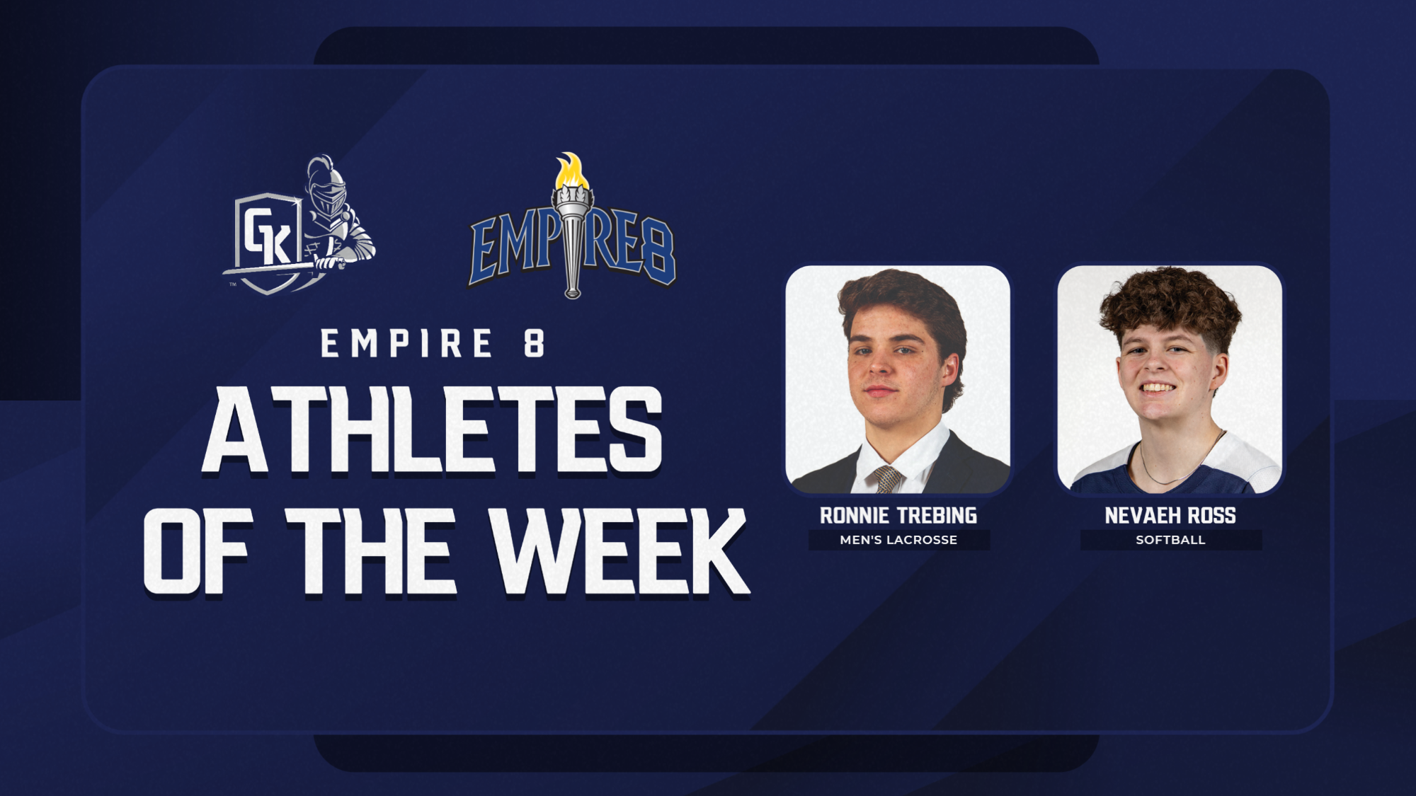 Athletes of the Week Graphic March 23 Ross and Trebing softball and men's lacrosse