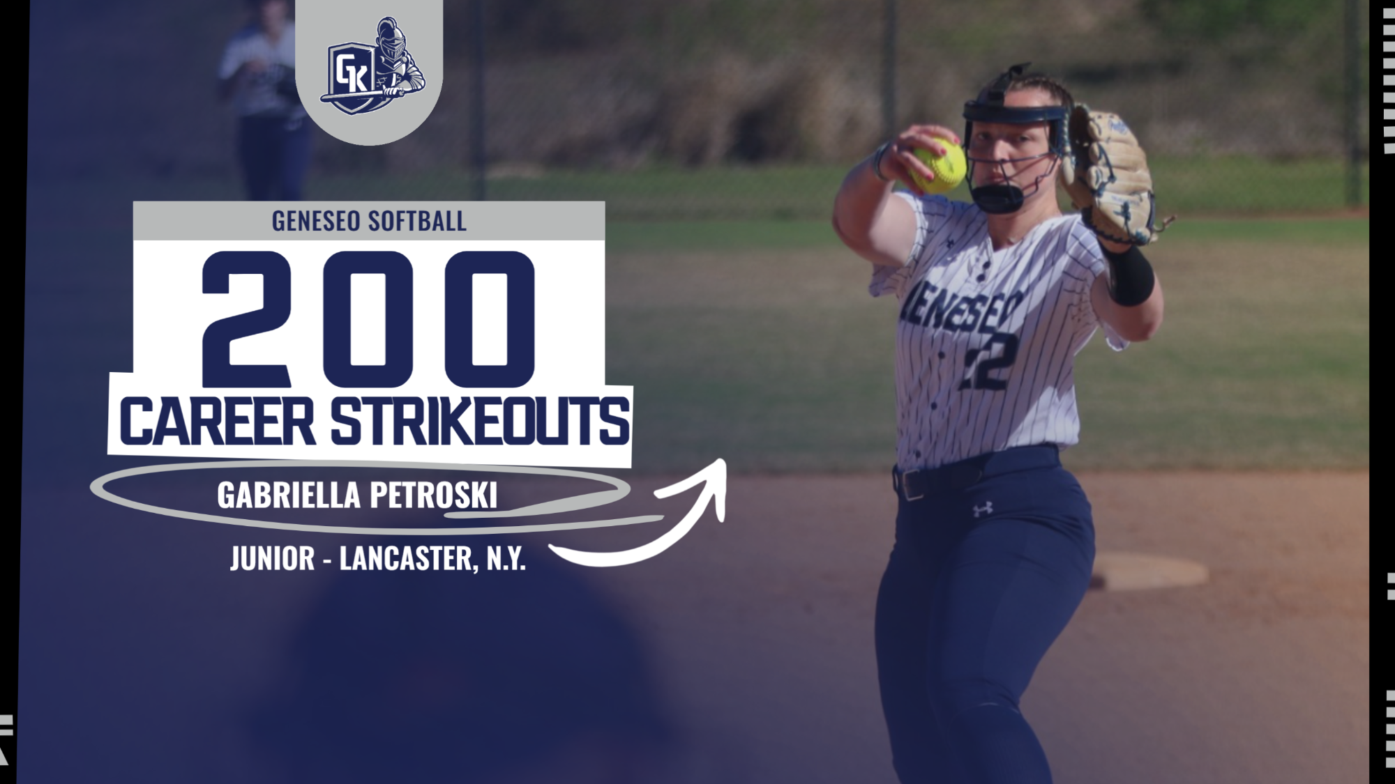 Gabriella Petroski 200 career strikeouts graphic
