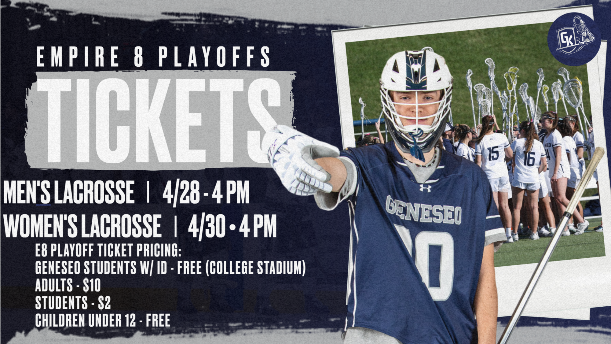 Empire 8 playoff ticket pricing for mens and womens lacrosse