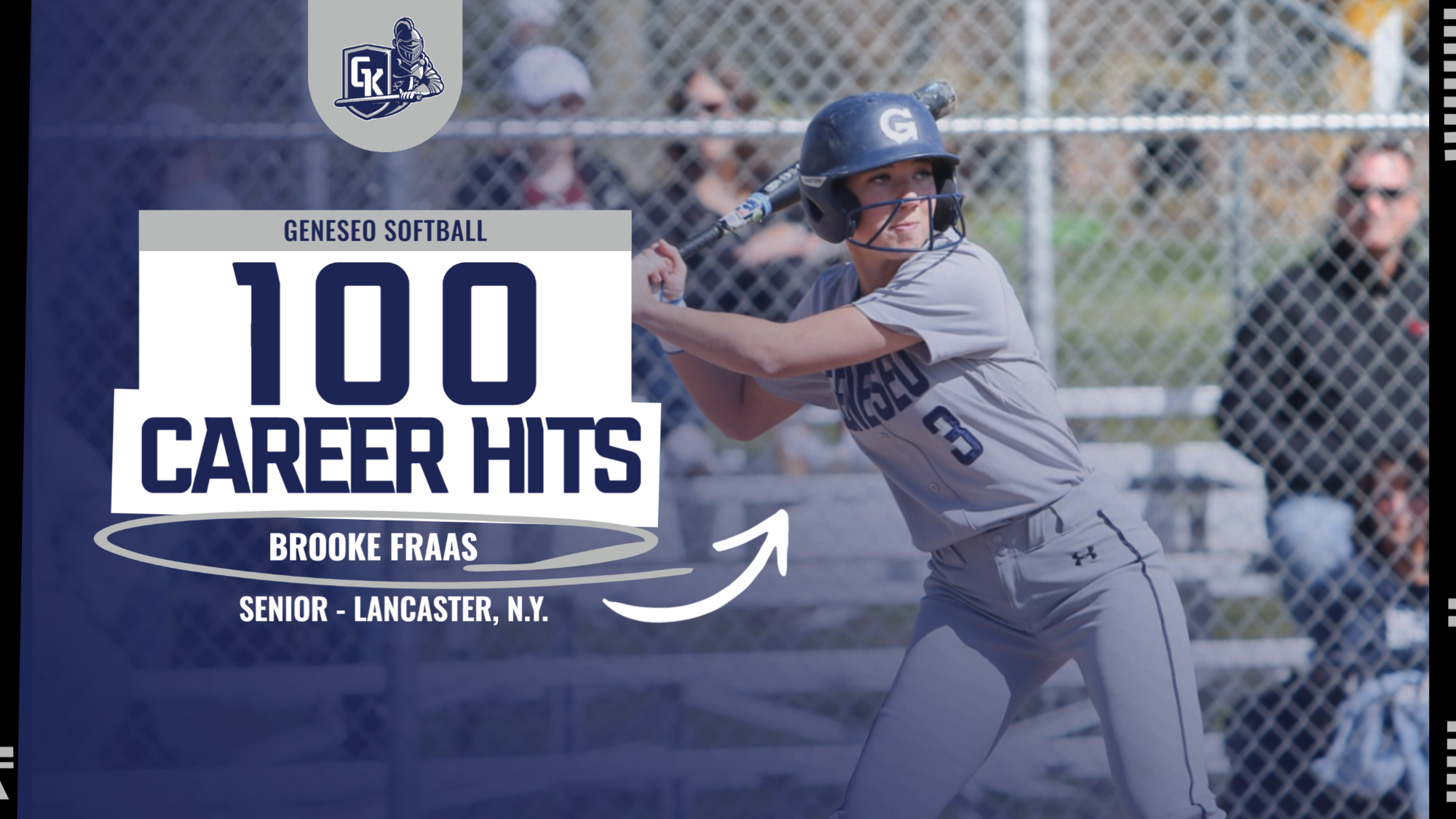 Brooke Fraas 150 career hits graphic