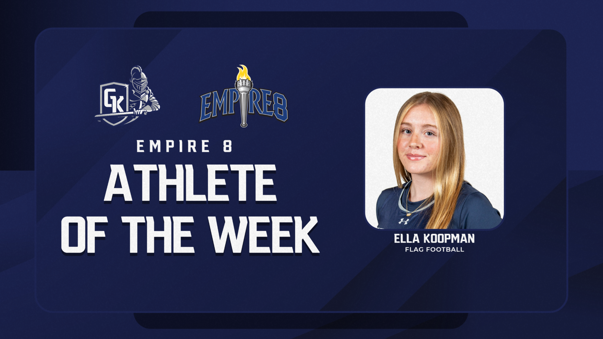 Ella koopman empire 8 player of the week for flag football grpahic