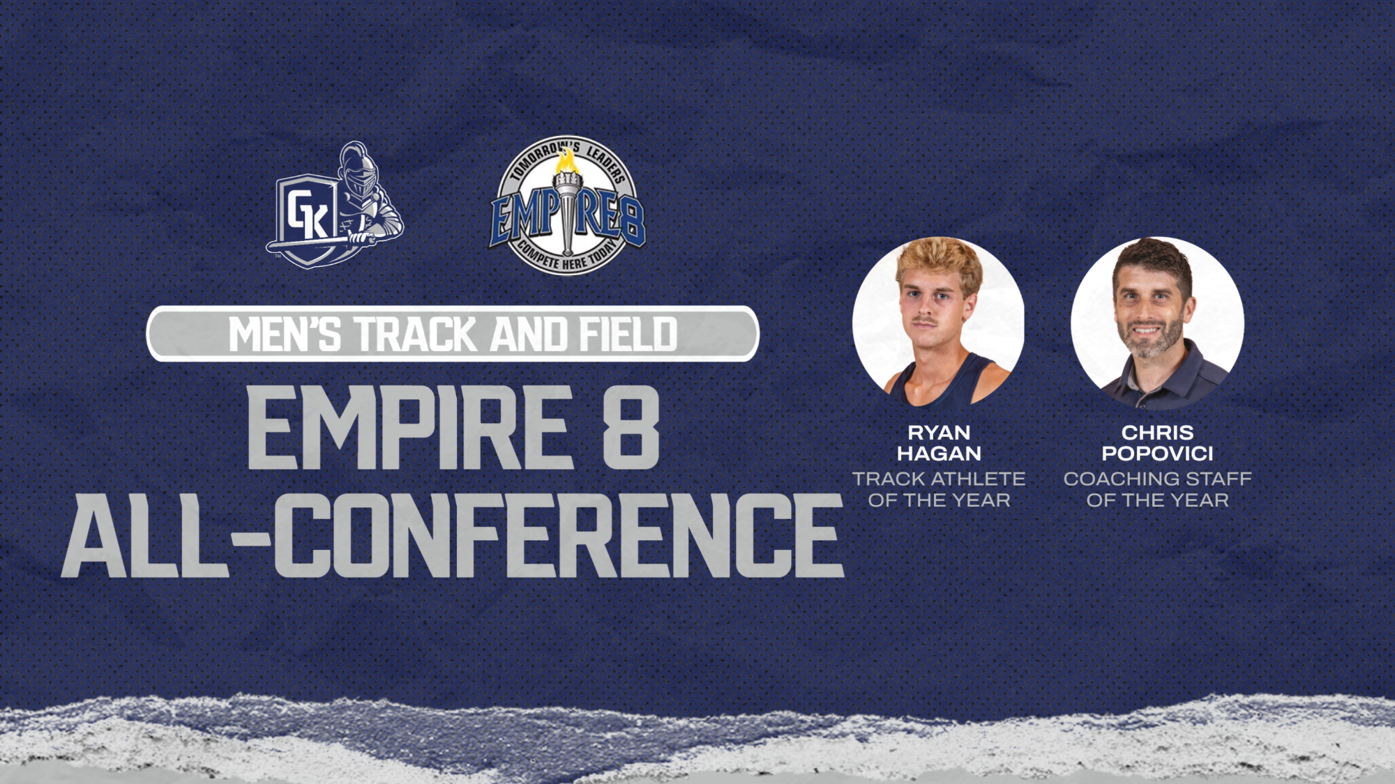 empire 8 all conference awards graphic for men's track and field