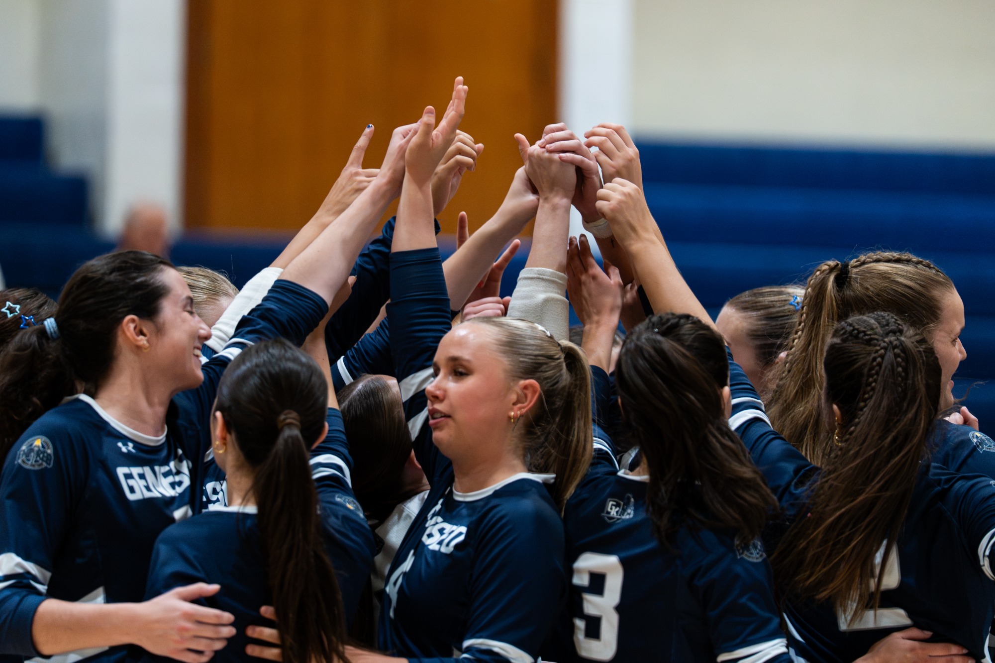 Women's volleyball huddle