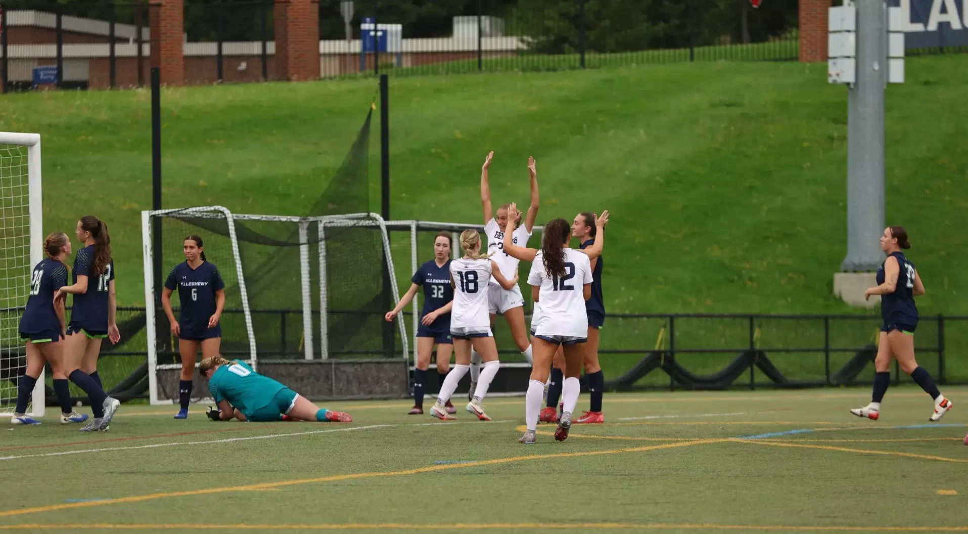Women's Soccer Celebrates First Goal vs. Allegheny