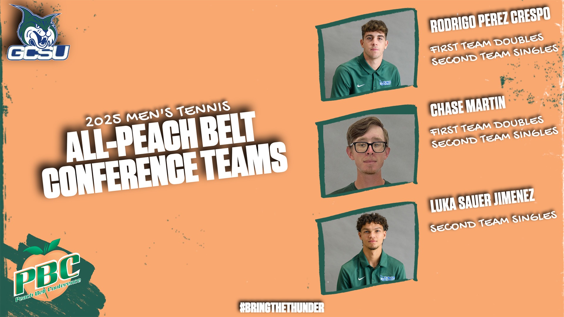 All-Peach Belt Teams - Rodrigo Perez Crespo, Chase Martin and Luka Sauer Jimenez